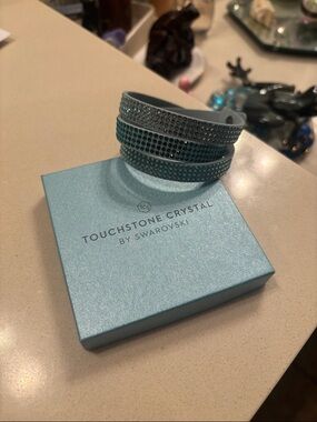 Touchstone Crystal Teal and Silver Wrap Bracelet